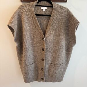 Topshop Knit V-Neck Relaxed Vest in Oat Size 12